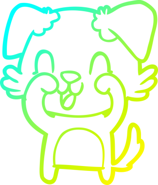 Bir insan tarafından çizilmiş gülen çizgi film köpeğinin soğuk çizgisi.