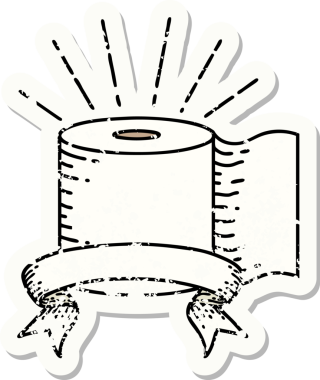 Bir insan tarafından çizilmiş dövme stili tuvalet kağıdı.