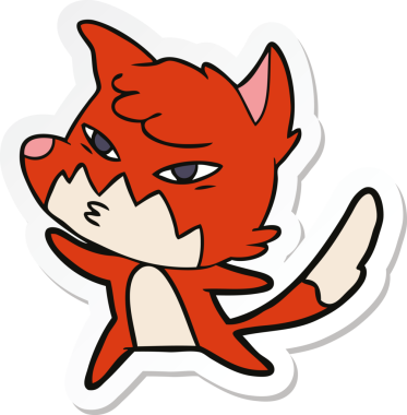 Bir insan tarafından çizilmiş akıllı bir tilkinin çıkartması.