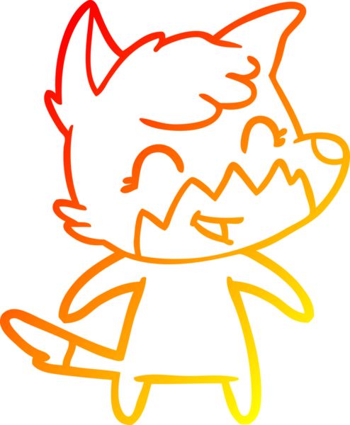 Bir insan tarafından çizilmiş mutlu bir tilkinin sıcak çizgi çizimi