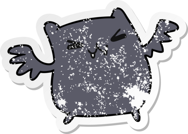 Bir insan tarafından çizilmiş kawai sevimli yarasasının sıkıntılı karikatür çizimi