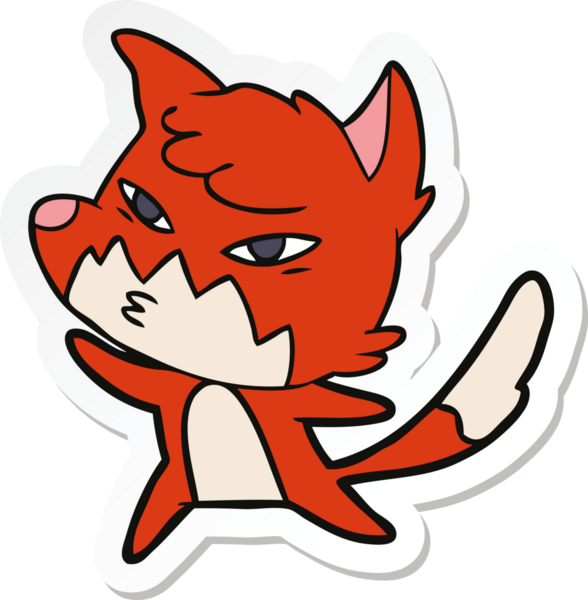 Bir insan tarafından çizilmiş akıllı bir tilkinin çıkartması.