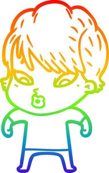 gökkuşağı gradyan çizimi bir insan tarafından çizilmiş bir karikatür kadın