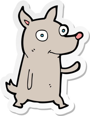 Bir insan tarafından çizilmiş küçük bir köpeğin çıkartması.