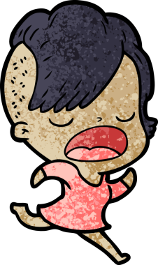 Bir insan tarafından çizilmiş havalı hippi kız çizgi filmi.