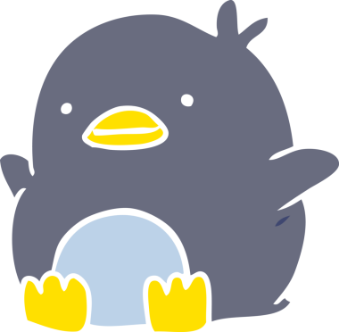 Bir insan tarafından çizilmiş şirin düz renkli penguen.