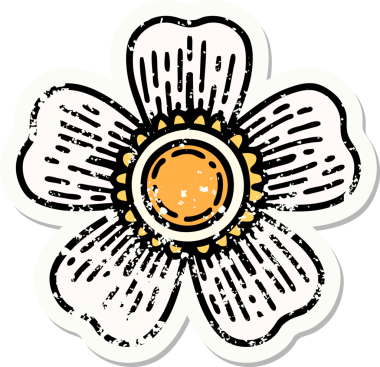 Bir insan tarafından çizilmiş geleneksel bir çiçek stili dövmesi.