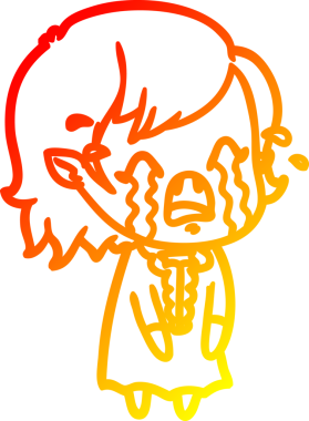 Bir insan tarafından çizilmiş ağlayan vampir kız çizgi filmi.