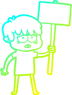 Bir insan tarafından çizilmiş levhalı, bitkin bir çocuğun soğuk çizgi çizimi.