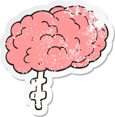 Bir insan tarafından çizilmiş karikatür beyninin gerilimli yapıştırması.