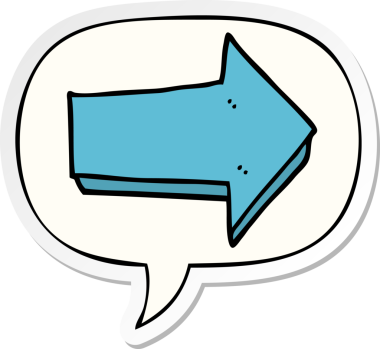 bir insan tarafından çizilmiş konuşma kabarcığı etiketli çizgi film oku