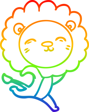 gökkuşağı gradyan çizgi çizimi bir insan tarafından çizilmiş bir aslan