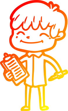 Bir insan tarafından çizilen mutlu bir çocuğun sıcak çizgi çizimi.