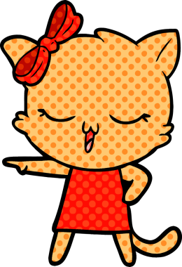 Bir insan tarafından çizilmiş kafasında yay olan çizgi film kedisi.