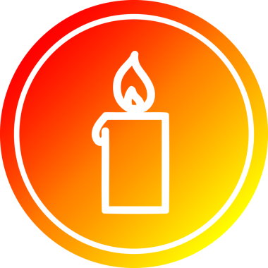 Bir insan tarafından çizilmiş sıcak eğimli mum dairesel simgesini yakmak