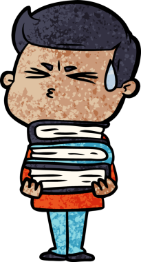 Bir insan tarafından çizilmiş terleyen çizgi film adamı.