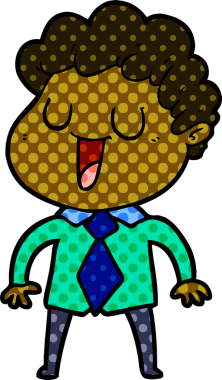 Bir insan tarafından çizilmiş gülen karikatür adam.