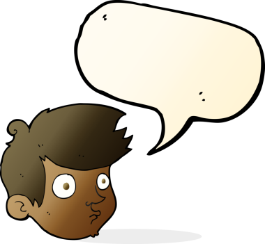 Bir insan tarafından çizilmiş konuşma balonlu çizgi film çocuğu.