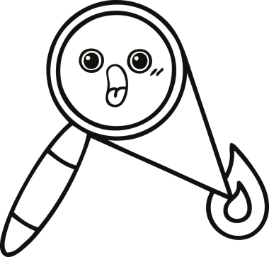 Bir insan tarafından çizilmiş bir büyüteç çizgi çizimi