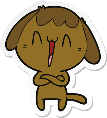 Bir insan tarafından çizilmiş şirin bir köpeğin çıkartması.