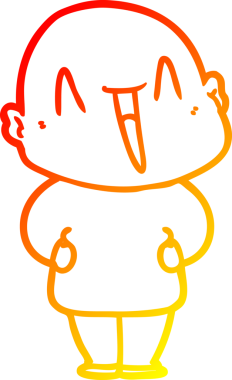 Bir insan tarafından çizilmiş mutlu, kel bir adamın sıcak çizgi çizimi.