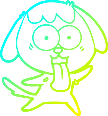 Bir insan tarafından çizilmiş şirin bir çizgi köpeğin soğuk gradyan çizgisi.