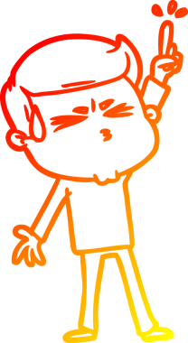 Bir insan tarafından çizilmiş terleyen bir çizgi film karakterinin sıcak çizgi çizimi.