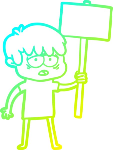 Bir insan tarafından çizilmiş levhalı, bitkin bir çocuğun soğuk çizgi çizimi.