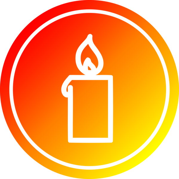 Bir insan tarafından çizilmiş sıcak eğimli mum dairesel simgesini yakmak