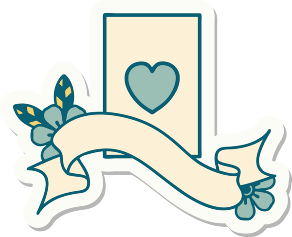 Bir insan tarafından çizilmiş kupa asının sancağı olan dövme stili çıkartması.