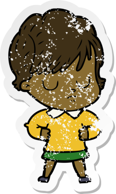 Bir insan tarafından çizilmiş karikatür bir kadının sıkıntılı çıkartması.