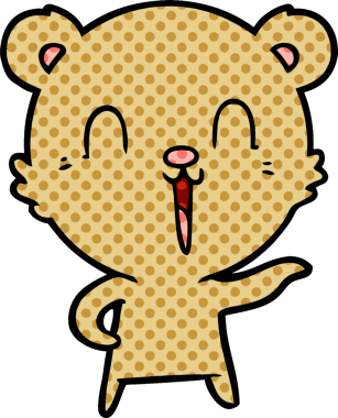 Bir insan tarafından çizilmiş mutlu çizgi film ayısı.