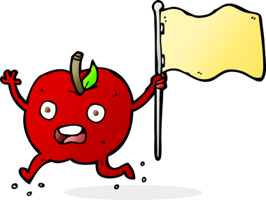 bir insan tarafından çizilmiş bayraklı komik elma çizgi filmi