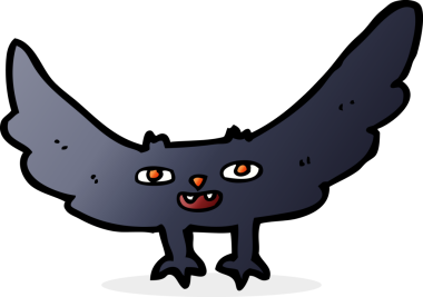 Bir insan tarafından çizilmiş ürkütücü vampir yarasa çizgi filmi.