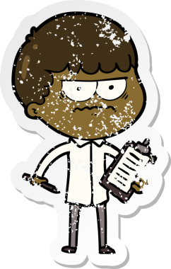 Bir insan tarafından çizilmiş sıkıntılı bir karikatür çıkartması.