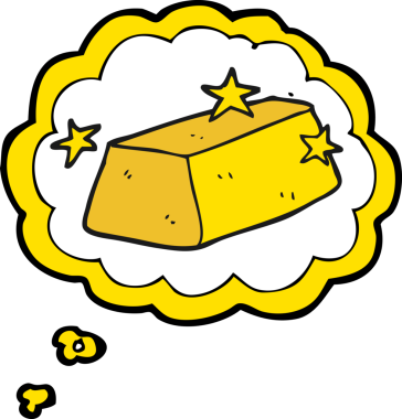 Bir insan tarafından çizilmiş serbest çizim baloncuk altın.