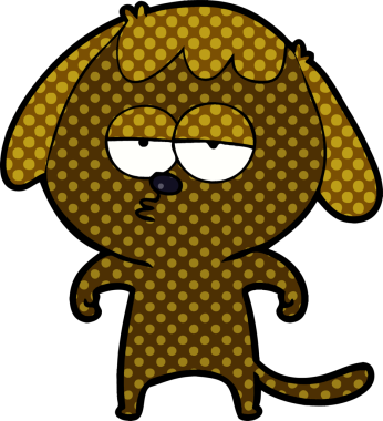 Bir insan tarafından çizilmiş, sıkılmış bir köpek.