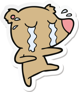 Bir insan tarafından çizilmiş ağlayan bir ayının çıkartması.