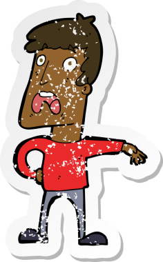 Bir insan tarafından çizilmiş bir karikatürün gerilimli çıkartması.