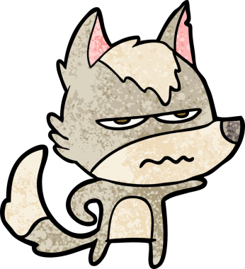 Bir insan tarafından çizilmiş rahatsız kurt çizgi filmi.