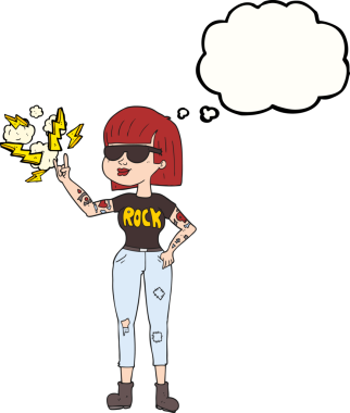 Bir insan tarafından çizilmiş serbest çizim baloncuklu taş kadın.