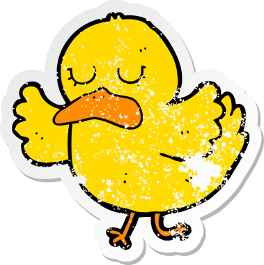 Bir insan tarafından çizilmiş bir ördeğin sıkıntılı çıkartması.