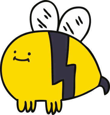 Bir insan tarafından çizilmiş garip bir çizgi film yaban arısı.