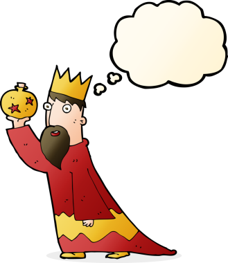 Bir insan tarafından çizilmiş düşünce baloncuğu olan üç bilge adamdan biri.