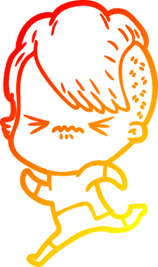 Bir insan tarafından çizilmiş, kızgın bir hipster kızın çizgi çizimi.