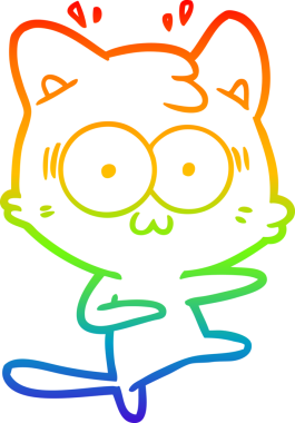 gökkuşağı gradyan çizgi çizimi bir insan tarafından çizilmiş sürpriz bir kedi