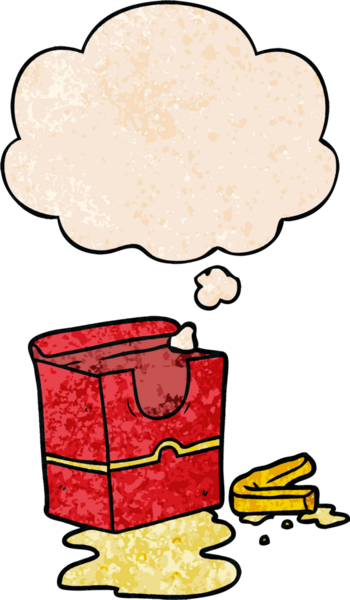 Bir insan tarafından çizilmiş grunge desenli düşünce baloncuklu çizgi film kızartmaları.