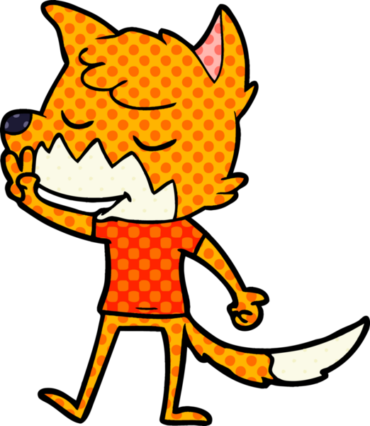 Bir insan tarafından çizilmiş dost canlısı çizgi film tilkisi