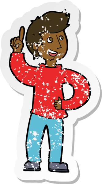 İnsan tarafından çizilmiş bir fikri olan karikatürcü bir adamın gerilimli çıkartması.