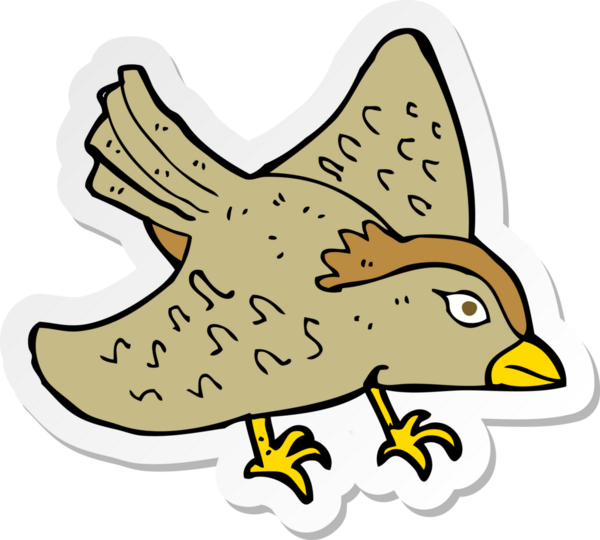 Bir insan tarafından çizilmiş karikatür bahçe kuşu çıkartması.